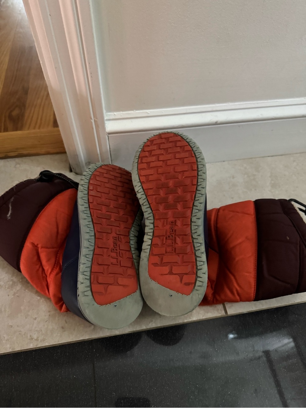 L.L. Bean Kids Winter Boots in Orange and Burgundy